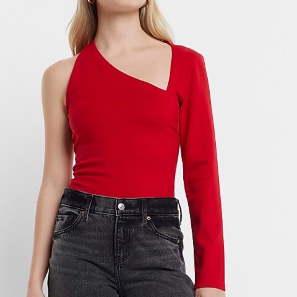 EXPRESS NWT One-Shoulder Red Long-Sleeve Top XS
